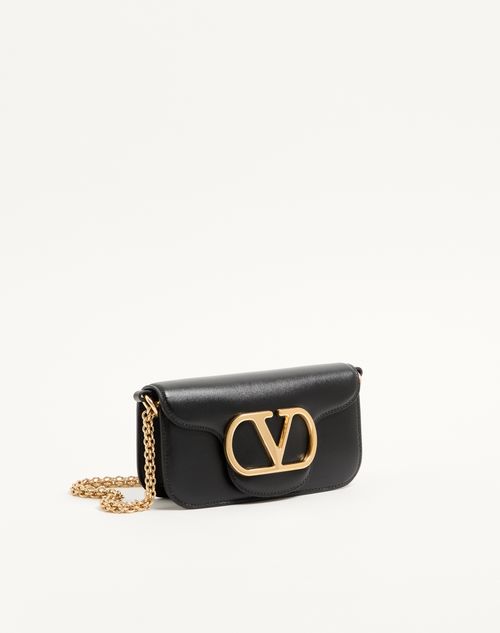 Valentino Garavani - Valentino Garavani Locò Small Shoulder Bag In Calfskin - Black - Woman - Vlogo Signature