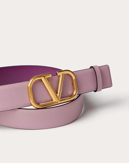Reversible Vlogo Signature Belt In Glossy Calfskin 30 Mm for Woman in  Saddle Brown/black
