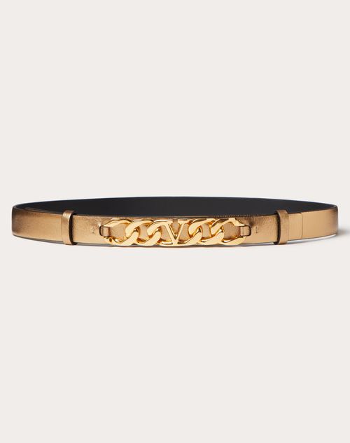 VLOGO CHAIN BELT IN LAMINATED NAPPA LEATHER 20MM