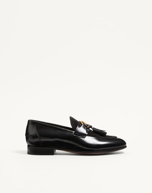 Valentino Garavani - Vaniteux Calfskin And Split Leather Loafer - Black - Man - Loafers And Drivers