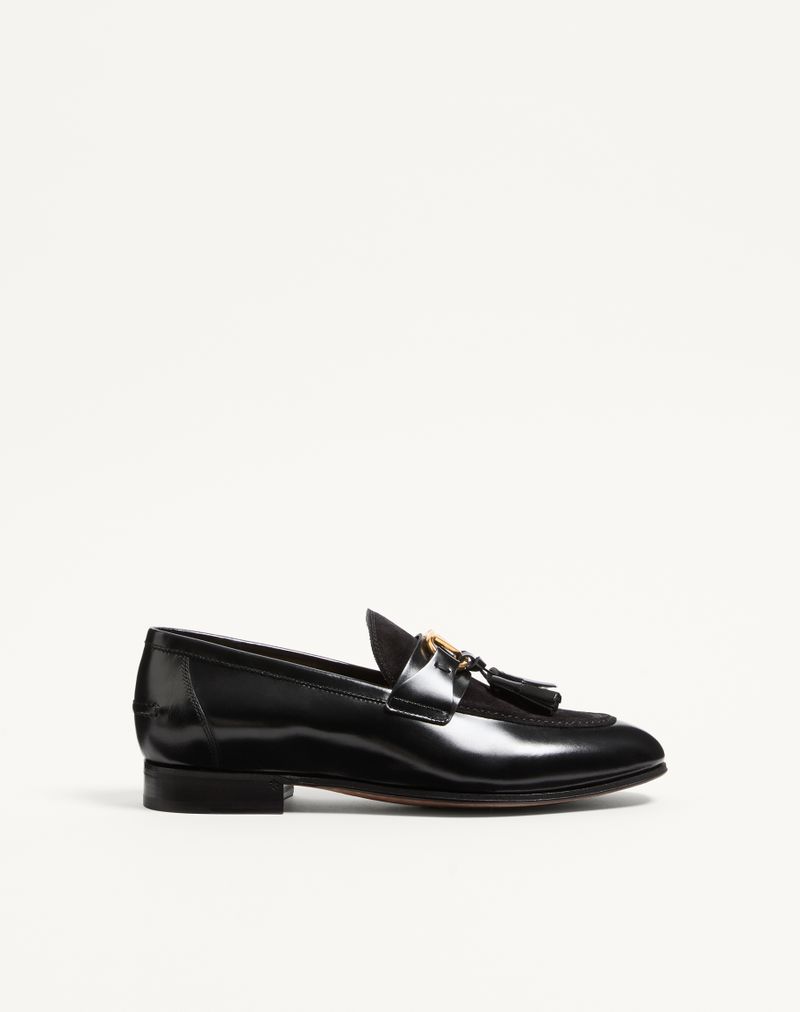 VALENTINO ヴァニトゥ カーフスキン x スプリットレザー ローファー