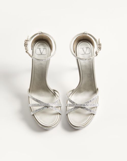 Valentino Garavani - Valentino Garavani Eveninglam Platform Sandal With 120mm Crystals - Crystal/grey - Woman - Sandals