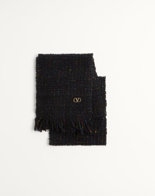 Valentino Garavani - Vlogo Signature Wool And Cashmere Scarf - Black/gold - Woman - Soft Accessories