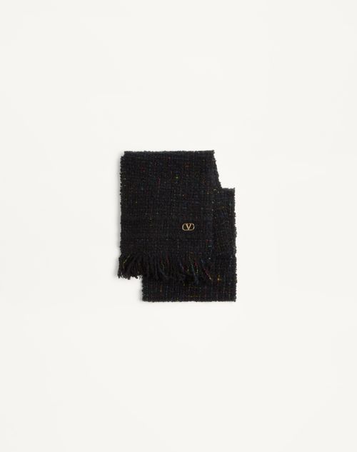 Valentino Garavani - Vlogo Signature Wool And Cashmere Scarf - Black/gold - Woman - Soft Accessories