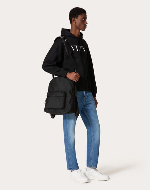 Vltn Nylon Backpack for Man in Black/white