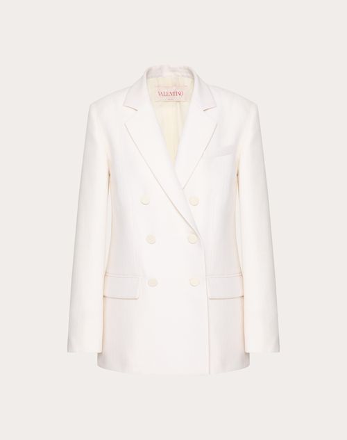 Valentino - Textured Wool Silk Jacket - Ivory - Woman - Jackets And Blazers