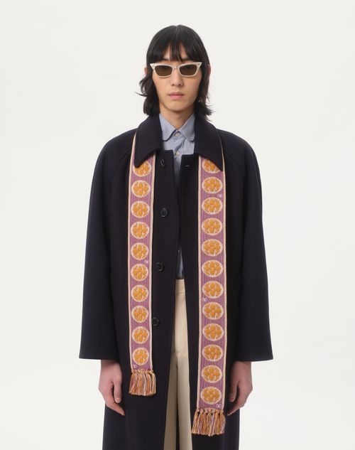 Valentino Garavani - Antibes Cotton Scarf With Fringe - Ivory/purple/ginger Orange/beige/white - Man - Soft Accessories