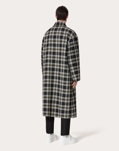 CHECK PRINT WOOL COAT