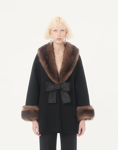 Valentino - Compact Drap Caban With Shearling - Black - Woman - Shelf 1 - Wrtw Ss26 Pre - W1