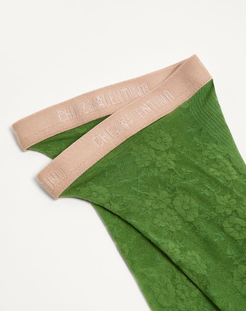 Valentino - Floral Lycra Tights - Laurel - Woman - Soft Accessories