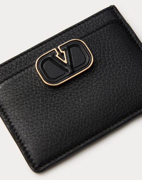 Valentino Garavani - Portacarte Leather Vlogo In Vitello Granato - Nero - Donna - Promozioni Private Borse E Accessori Donna