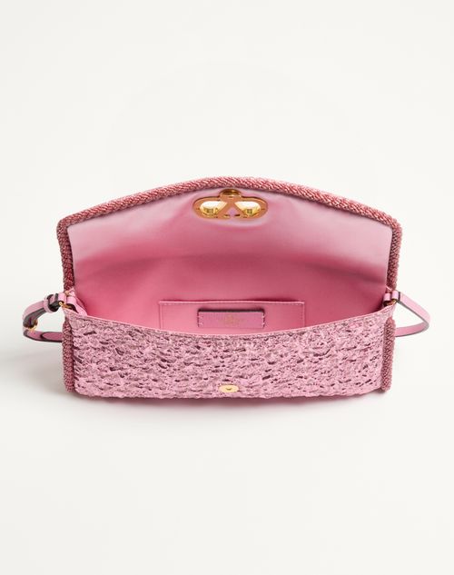Valentino Garavani - Valentino Garavani Devain Small Shoulder Bag In Cloqué Jacquard Fabric. - Pink - Woman - Shoulder Bags