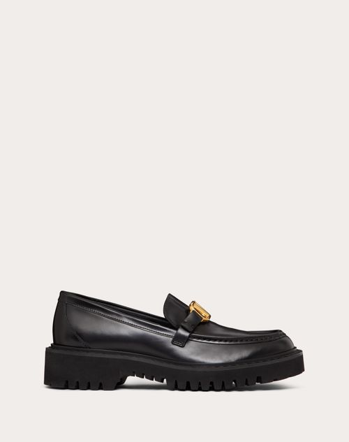 Valentino Garavani - Vロゴ シグネチャー カーフスキン ローファー - ブラック - ウィメンズ - Shelf - W Shoes - Loafers