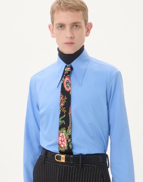 Valentino Garavani - Silk Tie With Papier Floral Pattern - Black/multicolor - Man - Shelf - Soft Scarves