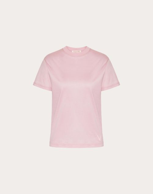 Valentino - 저지 코튼 티셔츠 - 로즈 - 여성 - 티셔츠 & 스웻셔츠