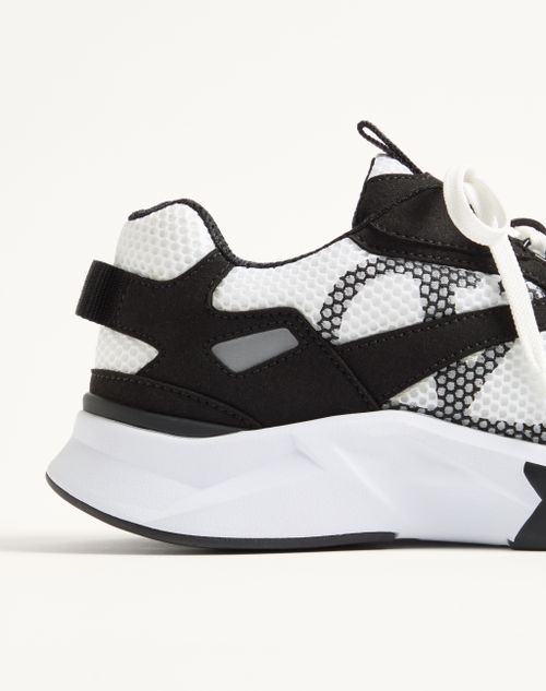 Valentino Garavani - Baskets Demivee En Tissu Ajouré Avec Empiècements En Daim - Noir/gris - Homme - Baskets