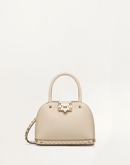 Valentino Garavani - Valentino Garavani Rockstud Small Handbag In Grainy Calfskin - Light Ivory - Woman - Top Handle Bags