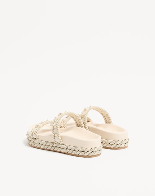 Valentino Garavani - Rockstud Slide Sandal In Calfskin 20mm - Light Ivory - Woman - Espadrilles And Wedges