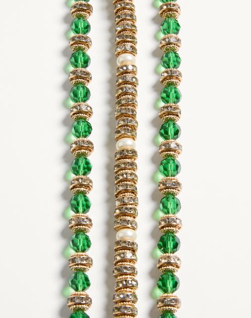 Valentino Garavani - Collana Ovalette In Metallo, Smalto,  - Oro/emerald/nero - Donna - Gioielli Fashion