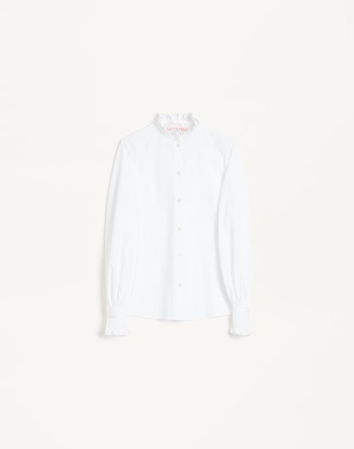 Valentino - Cotton Popeline Shirt - White - Woman - Shirts & Tops