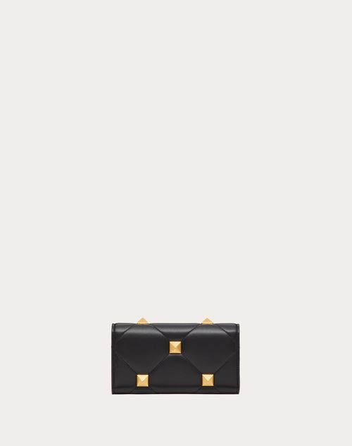 【VALENTINO】 ROMAN STUD WALLET Small Nappa Roman Stud Wallet for Woman in Black | Valentino CA