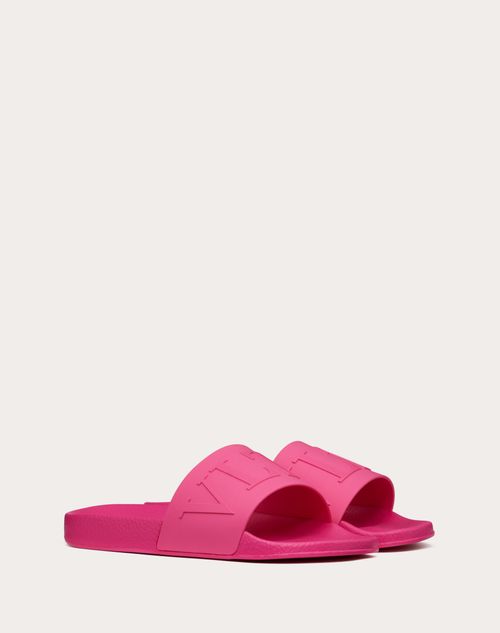 Valentino Garavani - Vltn Rubber Slider Sandal - Pink Pp - Man - Sandals