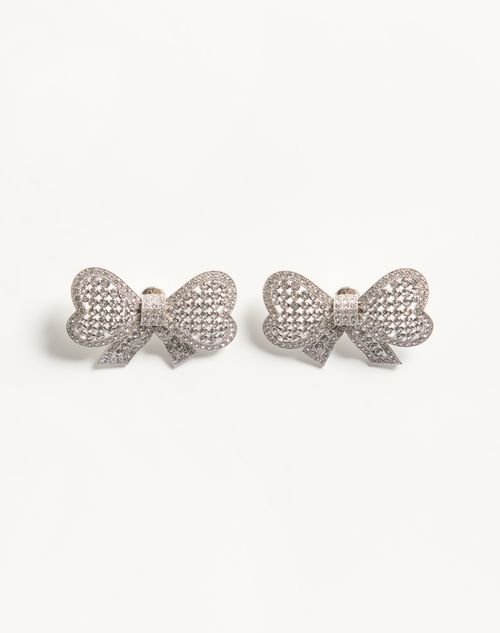 Valentino Garavani - Trop Chou Metal And Swarovski® Crystal Earrings - Palladium/crystal - Woman - Fashion Jewelry