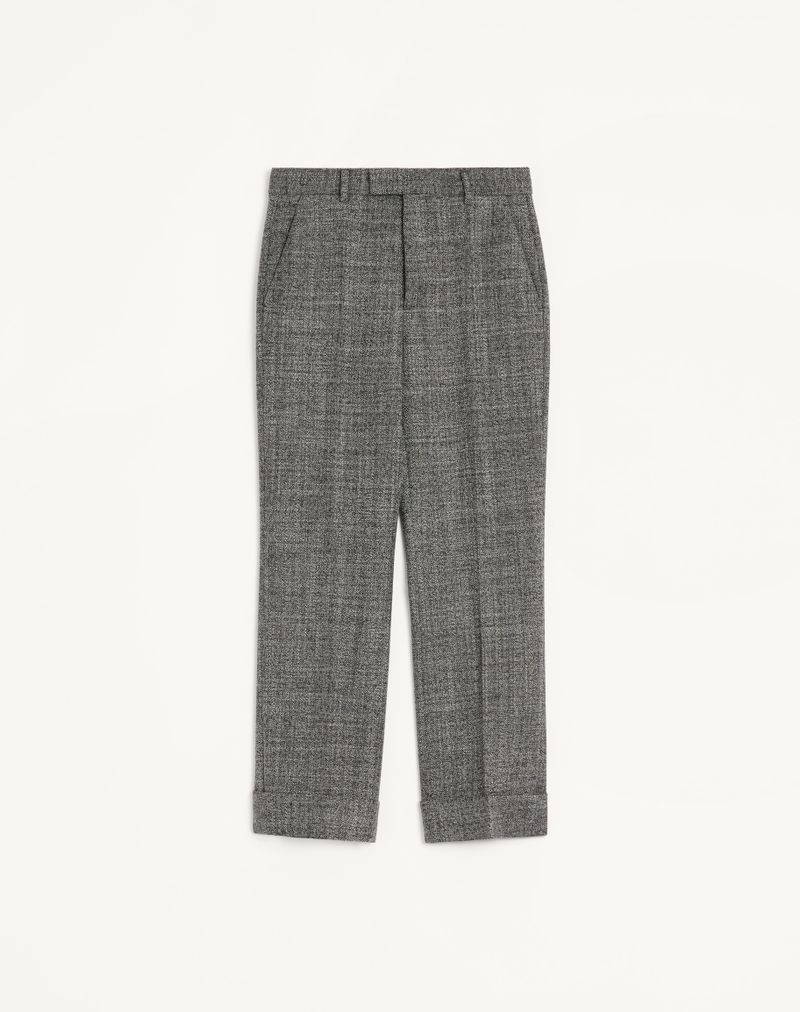 Pantalon Revers Laine Moulinée Blanc/Noir — Valentino