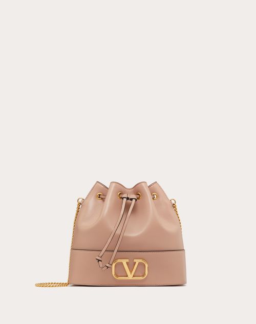 Valentino Garavani - Mini Sac Seau Vlogo Signature En Nappa Avec Chaîne - Rose Cannelle - Femme - Valentino Garavani Vlogo Signature