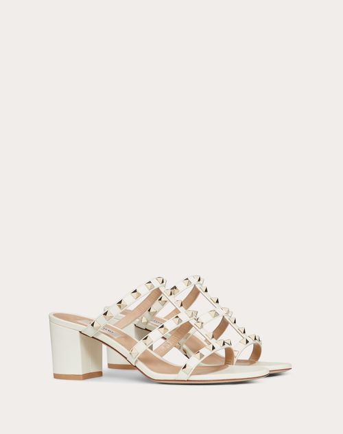 Valentino Garavani - Rockstud Calfskin Leather Slide Sandal 60 Mm - Light Ivory - Woman - Rockstud Sandals - Shoes