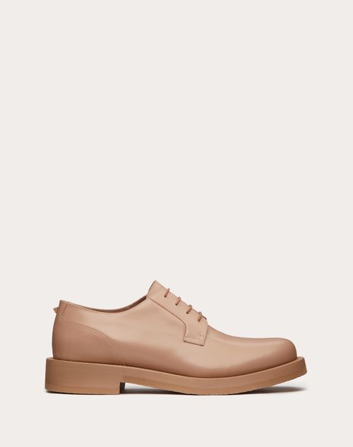 Valentino Garavani - Rockstud Essential Calf Leather Derby - Rose Cannelle - Man - Lace-ups And Loafers