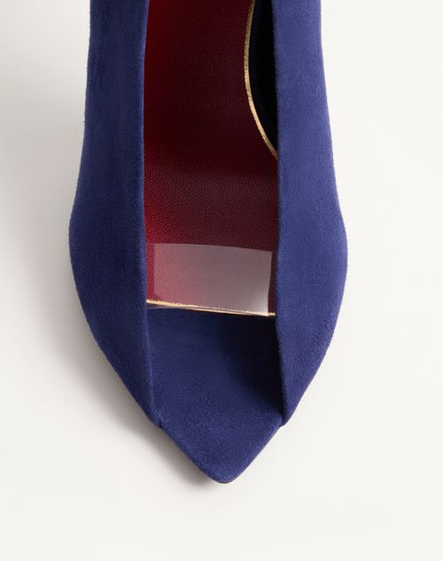 Valentino Garavani - Open Toe Révélé Suede Pumps 105mm - Indigo - Woman - Pumps And Slingbacks