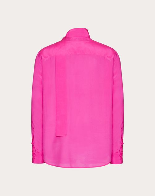 Valentino - Silk Shirt With Scarf Detail At Neck - Pink Pp - Man - Shirts