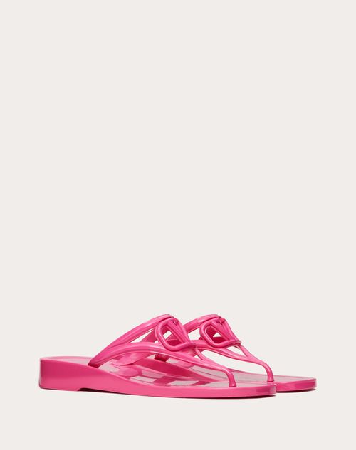 Valentino Garavani - Vlogo Signature Rubber Thong Sandal - Pink Pp - Woman - Slides And Thongs