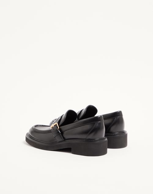 Valentino Garavani - Mocassino Vlogo Embossed In Vitello 40mm - Nero - Donna - Mocassini