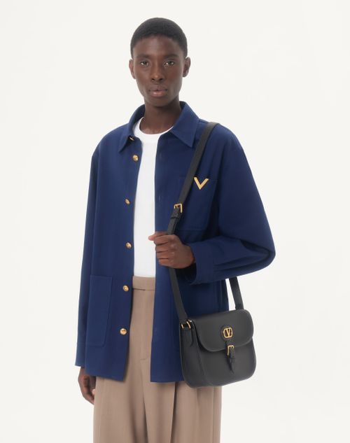Valentino - Valentino Cotton Gabardine Shirt Jacket With Vgold - Cobalt - Man - Outerwear