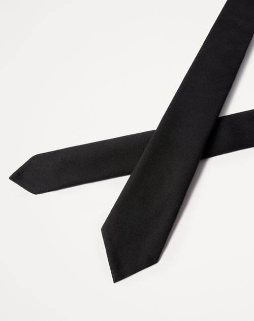 Valentino Garavani - Valentie Tie In Wool And Silk - Black - Man - Ties