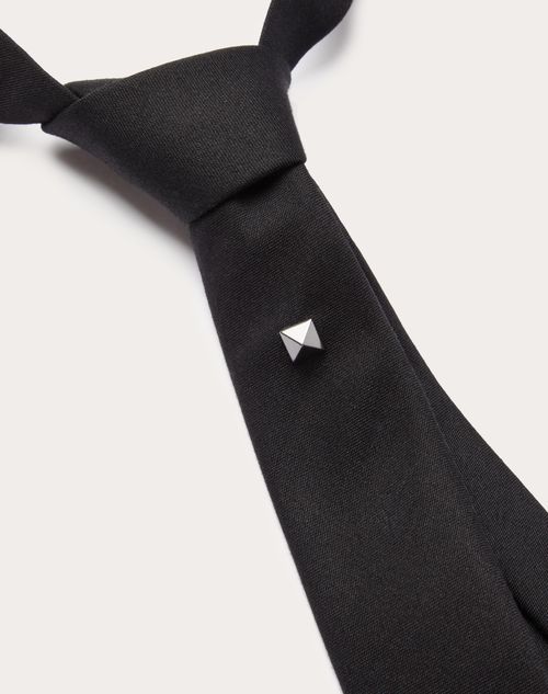 Valentino Garavani - Valentie Wool And Silk Tie With Metal Stud Application_ Online Exclusive - Black/ruthenium - Man - Ready To Wear