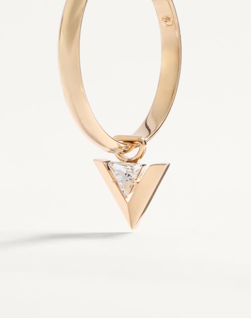 Valentino Garavani - Je Les V Metal And Crystal Hoop Earrings - Gold/crystal - Woman - Jewellery