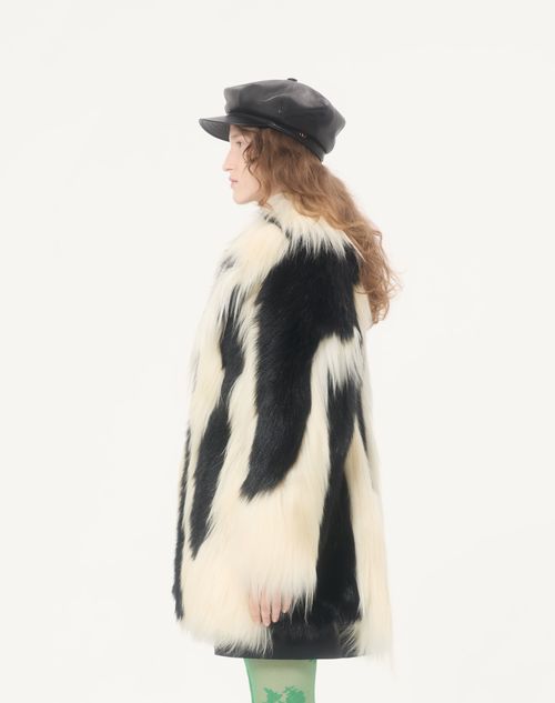 Valentino - Shearling Coat - Black/ivory - Woman - Coats And Outerwear