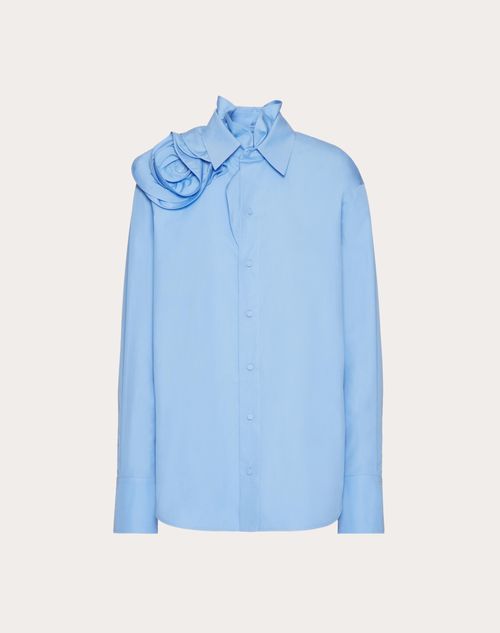 Valentino - Camicia In Cotton Popeline - Lilac Blue - Donna - Camicie E Top