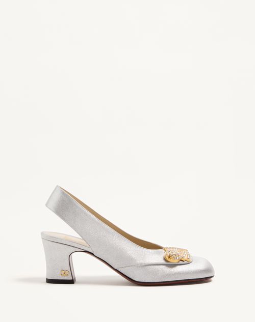 Valentino Garavani - Adamantine Slingback Pumps In Glitter Fabric 60mm - Silver - Woman - Pumps