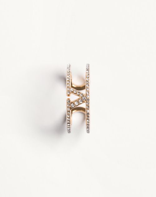 Valentino Garavani - Valentino Vlogo Signature Rhinestone Ring In Metal And Swarovski® Crystals - Gold/crystal - Woman - Jewellery