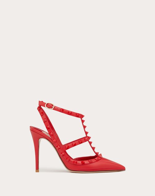 Valentino Garavani - Rockstud Ankle Strap Pump With Tonal Studs 100 Mm - Rouge Pur - Woman - Rockstud Pumps - Shoes