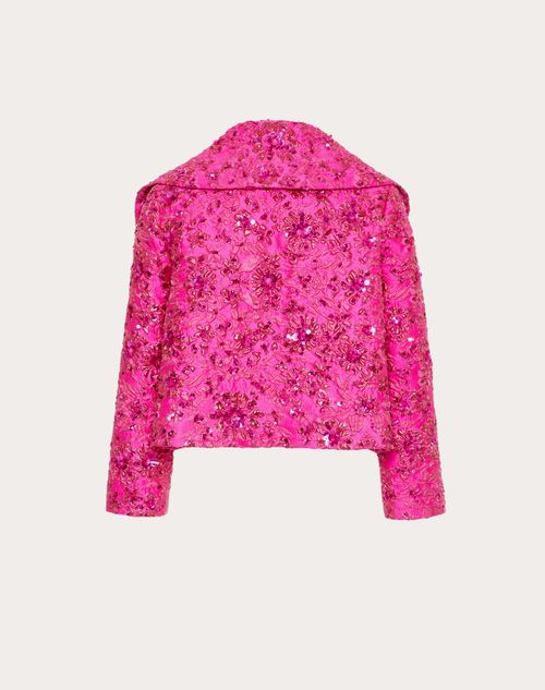 Valentino - Veste En Jacquard Coupe Petite - Pink Pp - Femme - Vestes Et Manteaux