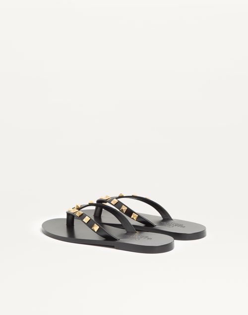 Valentino Garavani - Rockstud Calfskin Thong Sandal 05mm - Black - Woman - Sandals