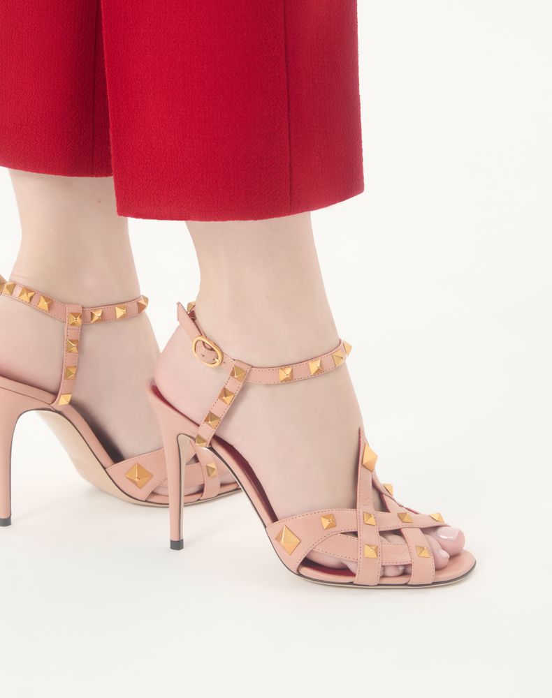 Valentino Garavani Studdy Kidskin Sandal 100Mm Woman Pink 42