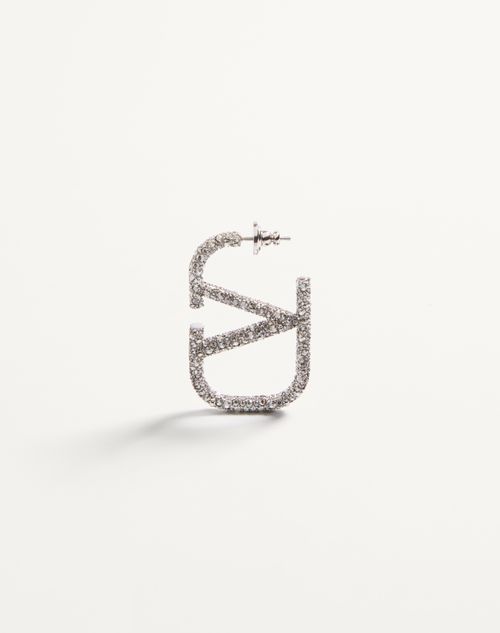Valentino Garavani - Vlogo Signature Earrings In Metal And Swarovski® Crystals. - Palladium/crystal - Woman - Accessories