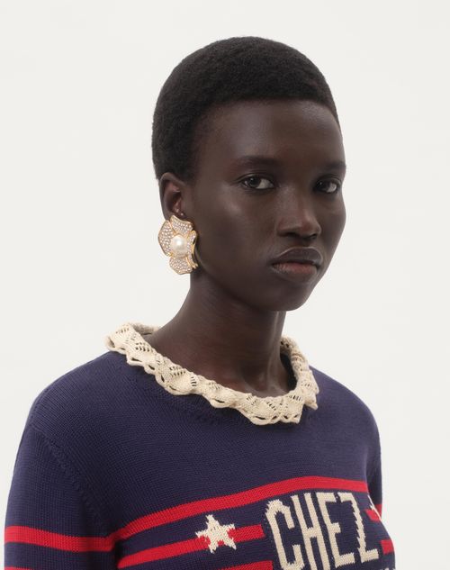 Valentino Garavani - San Fin Metal Earrings With Swarovski® Crystals And Pearls - Gold - Woman - Fashion Jewelry