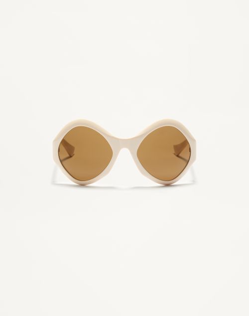Valentino - Round Acetate Eyewear - Ivory/brown - Unisex - Eyewear